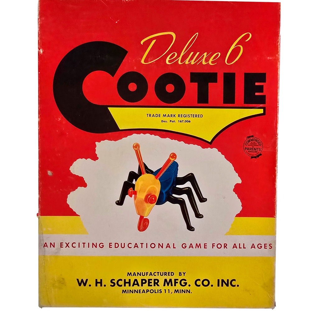 VTG‎ 1950s Schaper Deluxe 6 Cootie Game Parts Lot 59pc Order Slip Incomplete